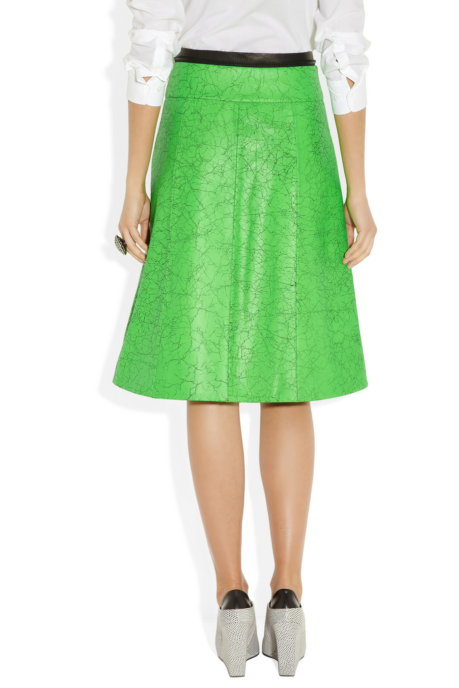 Lyst - Rag & bone Neon Cracked Leather Wrap Skirt in Green