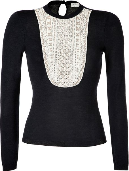 Valentino Navy Embellished Knit Top in Blue (navy) | Lyst
