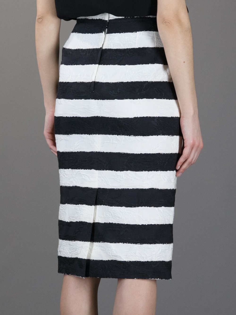 Dolce & gabbana Striped Pencil Skirt in White | Lyst