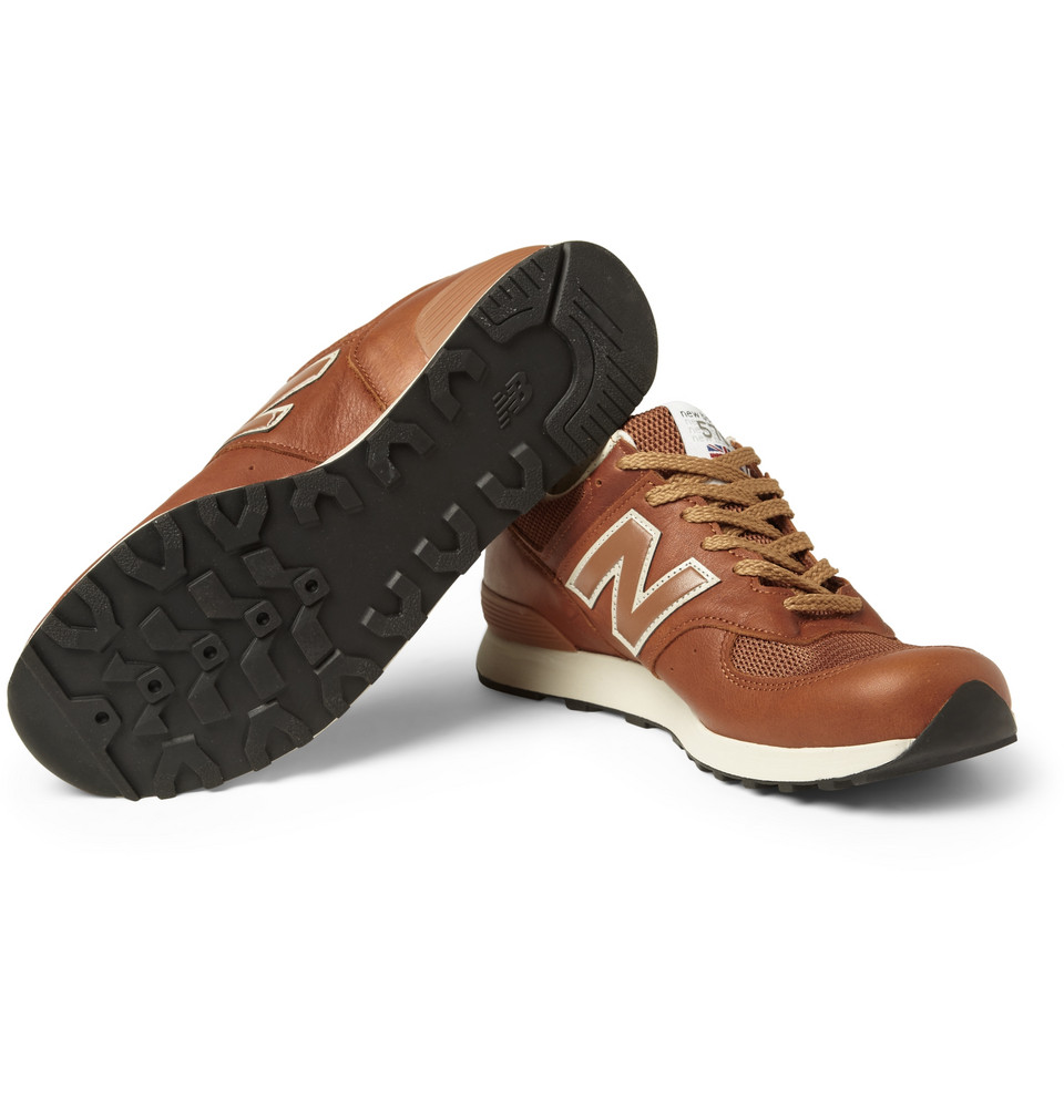 Lyst - New Balance 576 Leather and Mesh Running Sneakers in Brown for Men
