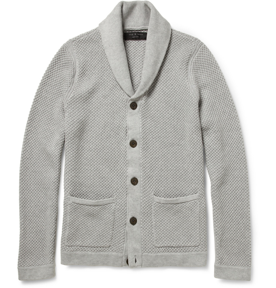 Rag & Bone | Gray Avery Open-knit Cotton Shawl-collar Cardigan for Men ...