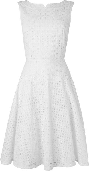 Boutique By Jaeger Broderie Maria 50s Dress in White | Lyst