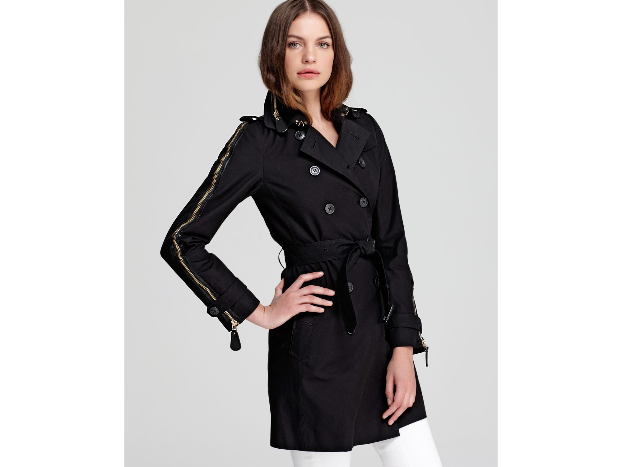 Burberry London Trench Black Double Breasted with Gold Zipper At ...
