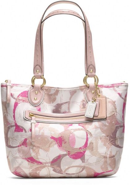 Coach Poppy Stamped C Small Tote in Pink (b4/neutral multi) | Lyst