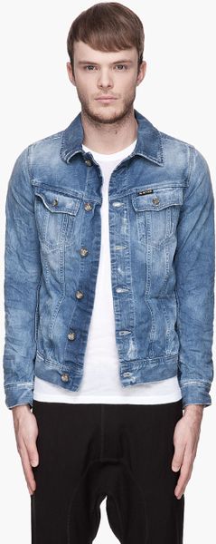 G-star Raw Blue Crumpled Slim Tailor Denim Jacket in Blue for Men | Lyst