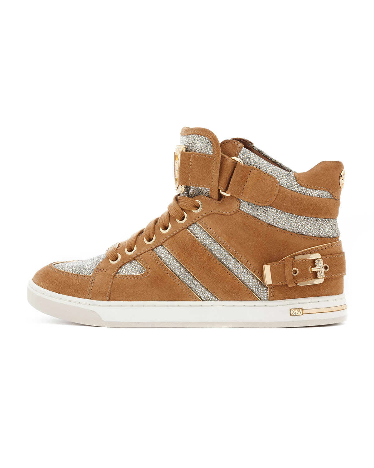 Lyst - Michael kors Suede Glitter Sneaker in Brown