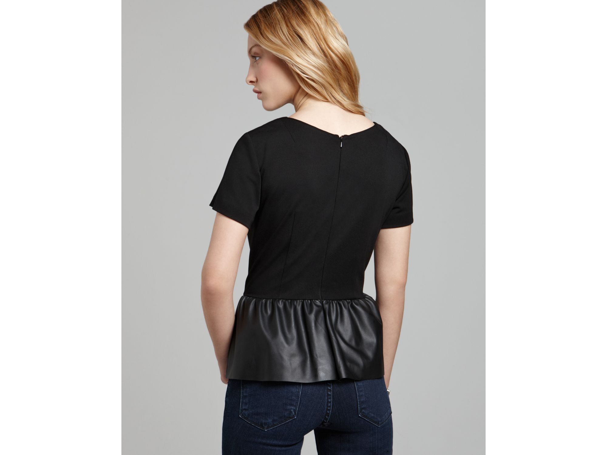 Lyst - French Connection Top Fast Jacinda Jersey Peplum in Black
