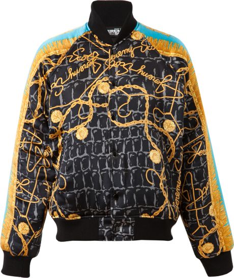 Jeremy Scott Scarf Printed Silk Bomber Jacket in Multicolor | Lyst