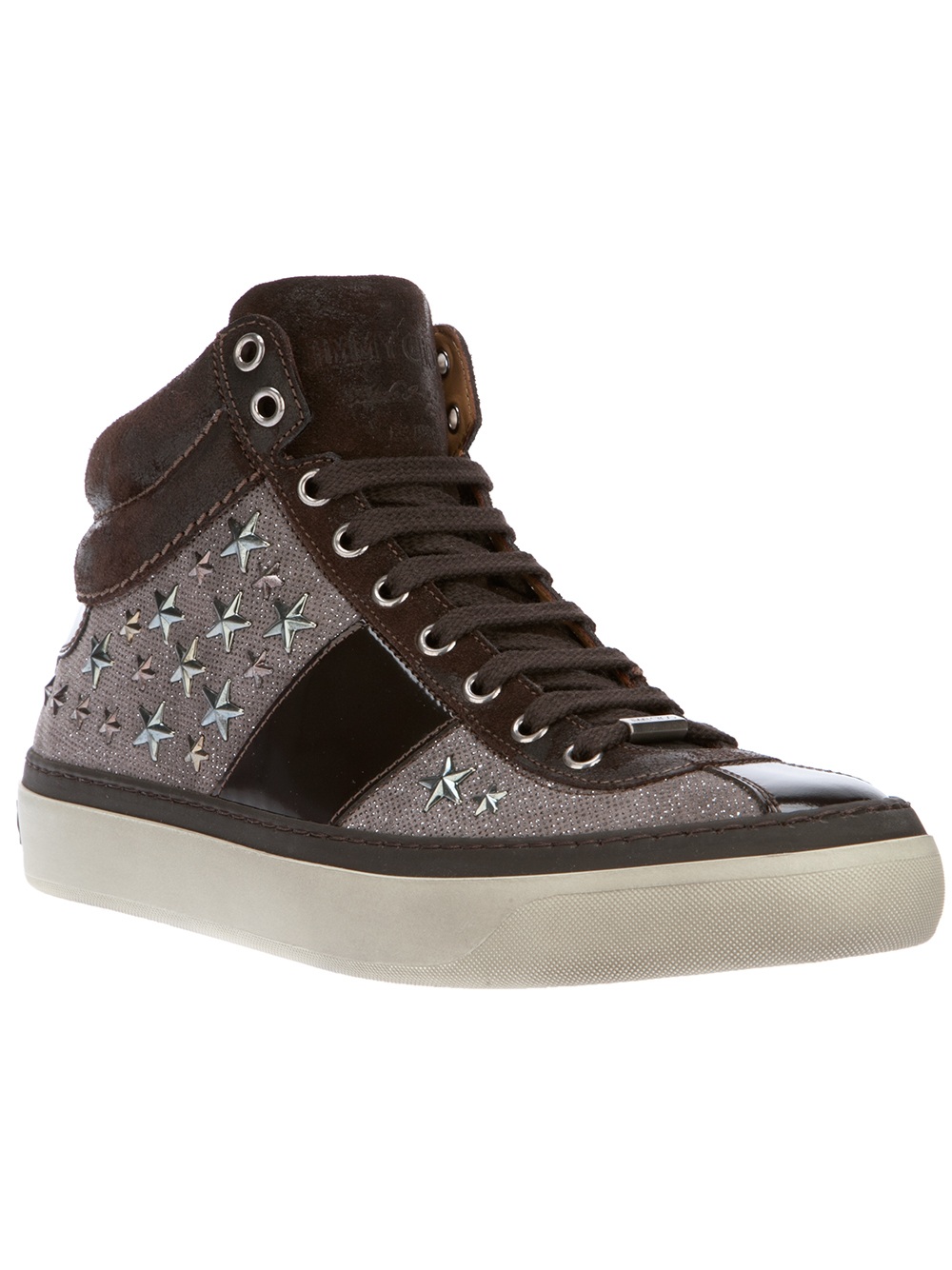Jimmy Choo Studded Trainer in Gray (brown) | Lyst