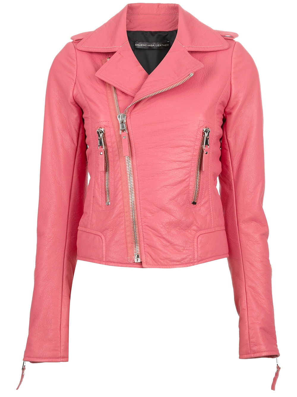 Balenciaga Leather Biker Jacket in Pink | Lyst