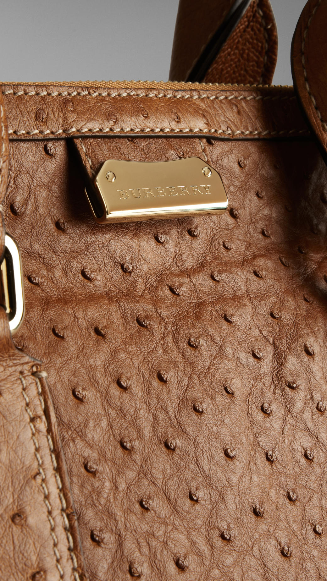 Lyst Burberry Medium Ostrich Skin Tote Bag in Brown