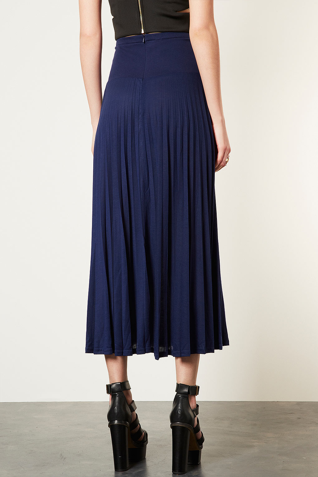 Lyst High Waist Pleated Maxi Skirt in Blue