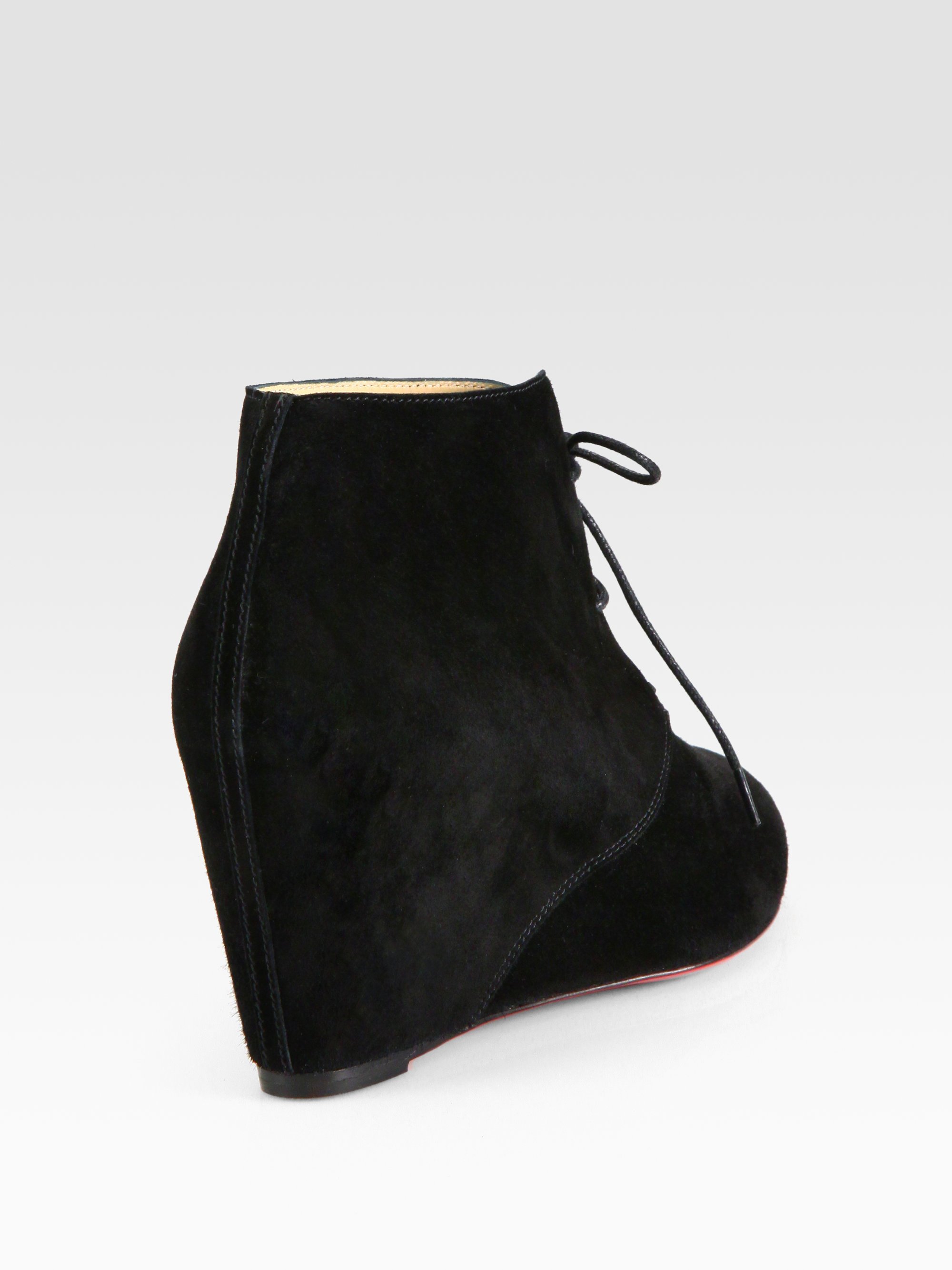 christian louboutin suede wedge ankle boots | Natural Smiles blog