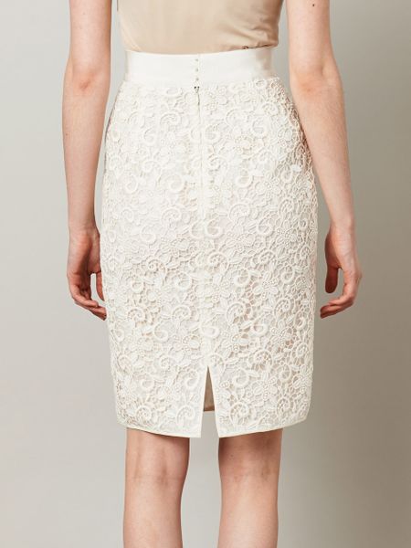 Giambattista Valli Lace Pencil Skirt in White (ivory) | Lyst