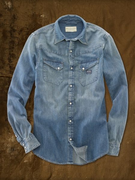 Ralph Lauren Denim Western Shirt in Blue for Men (aged wash) | Lyst
