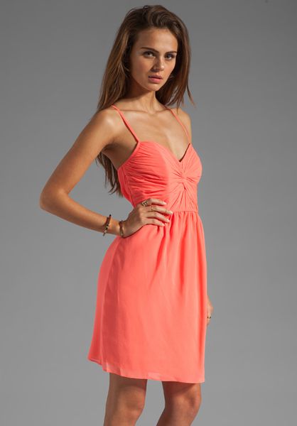 Shoshanna Carine Dress in Neon Peach in Pink (coral) | Lyst