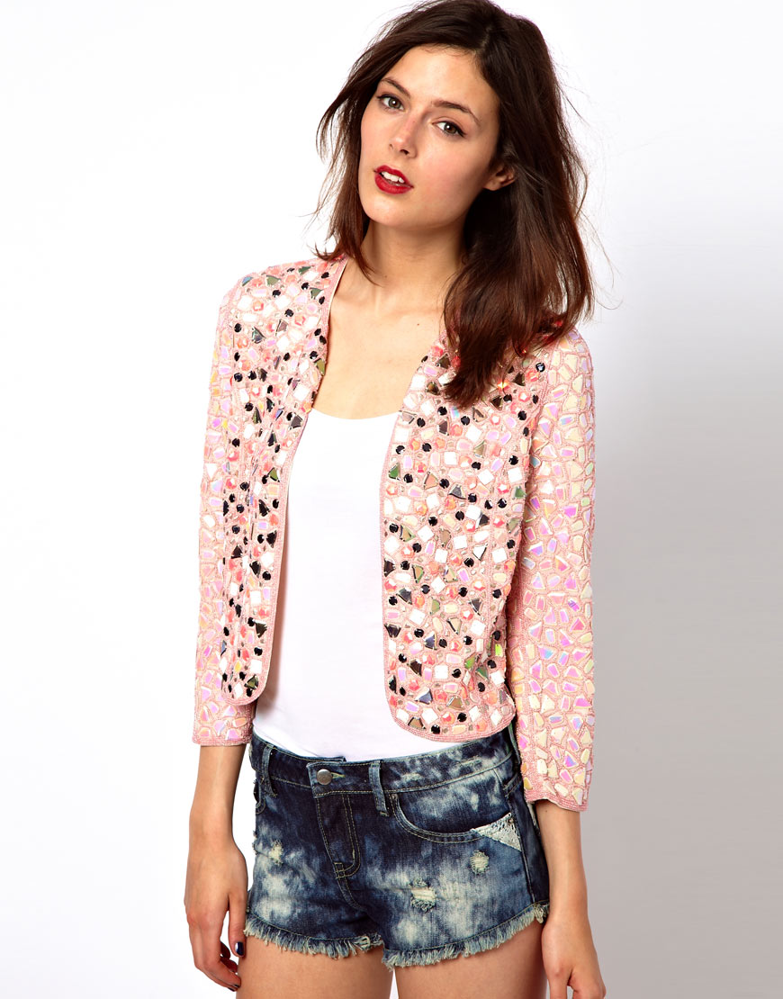 French connection Mosaic Sequin Jacket in Pink | Lyst