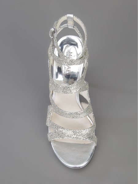 Michael Michael Kors Ankle Strap Sandal in Silver | Lyst