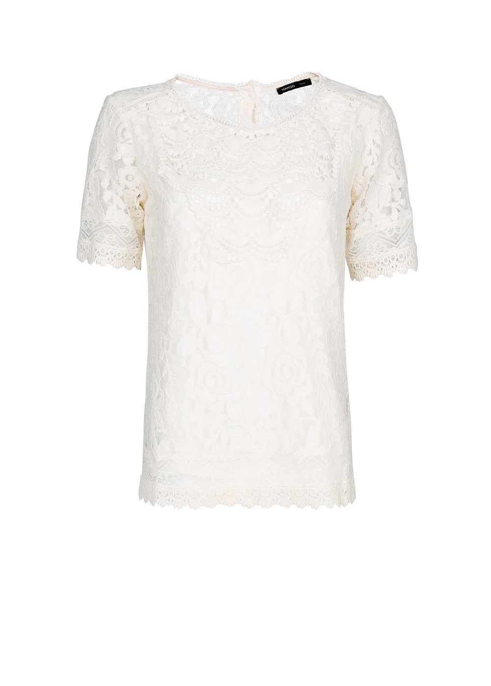 Mango Guipure Embellished Lace Blouse in Natural | Lyst