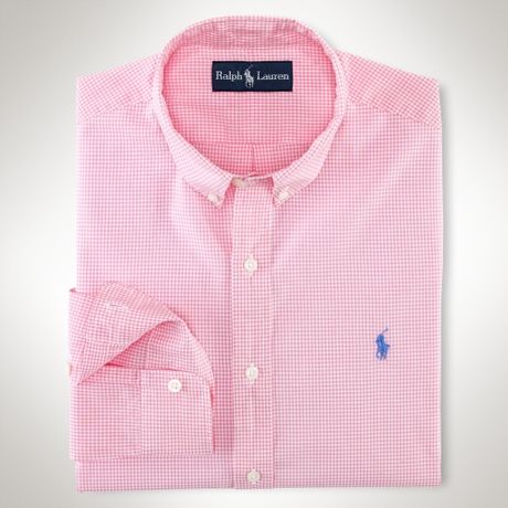 Polo Ralph Lauren Customfit Gingham Shirt in Pink for Men (pink white ...