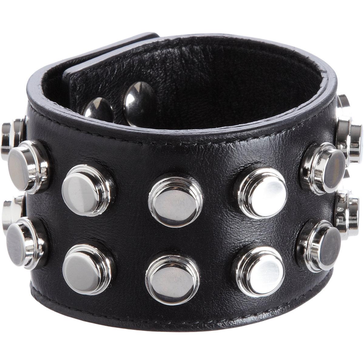 Saint Laurent Studded Leather Cuff Bracelet in Silver for Men | Lyst