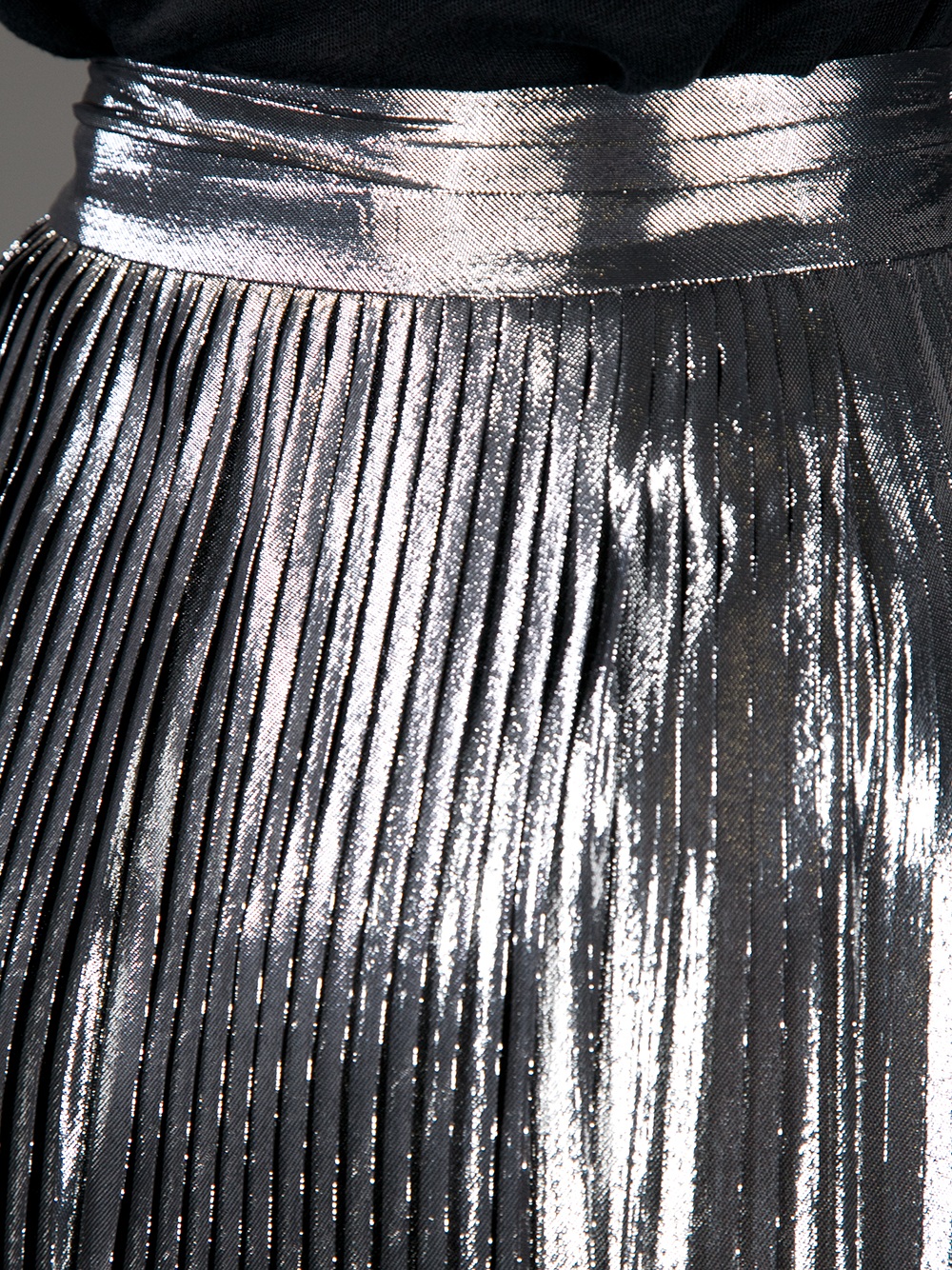 Lyst - Viktor & rolf Pleated Metallic Maxi Skirt in Gray