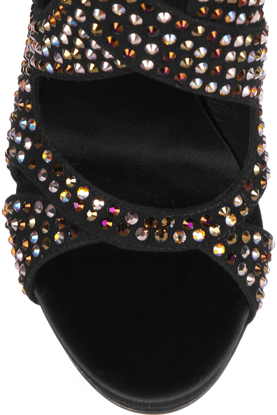 Lyst - Giuseppe Zanotti Crystal Embellished Suede Sandals in Black