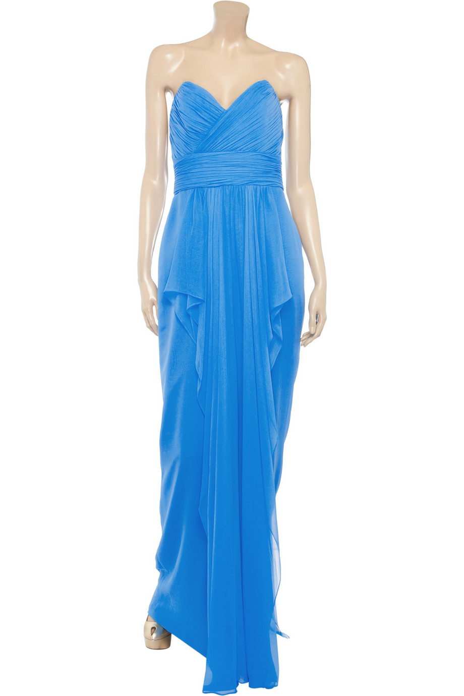 Lyst - Notte By Marchesa Ruched Silk chiffon Gown in Blue