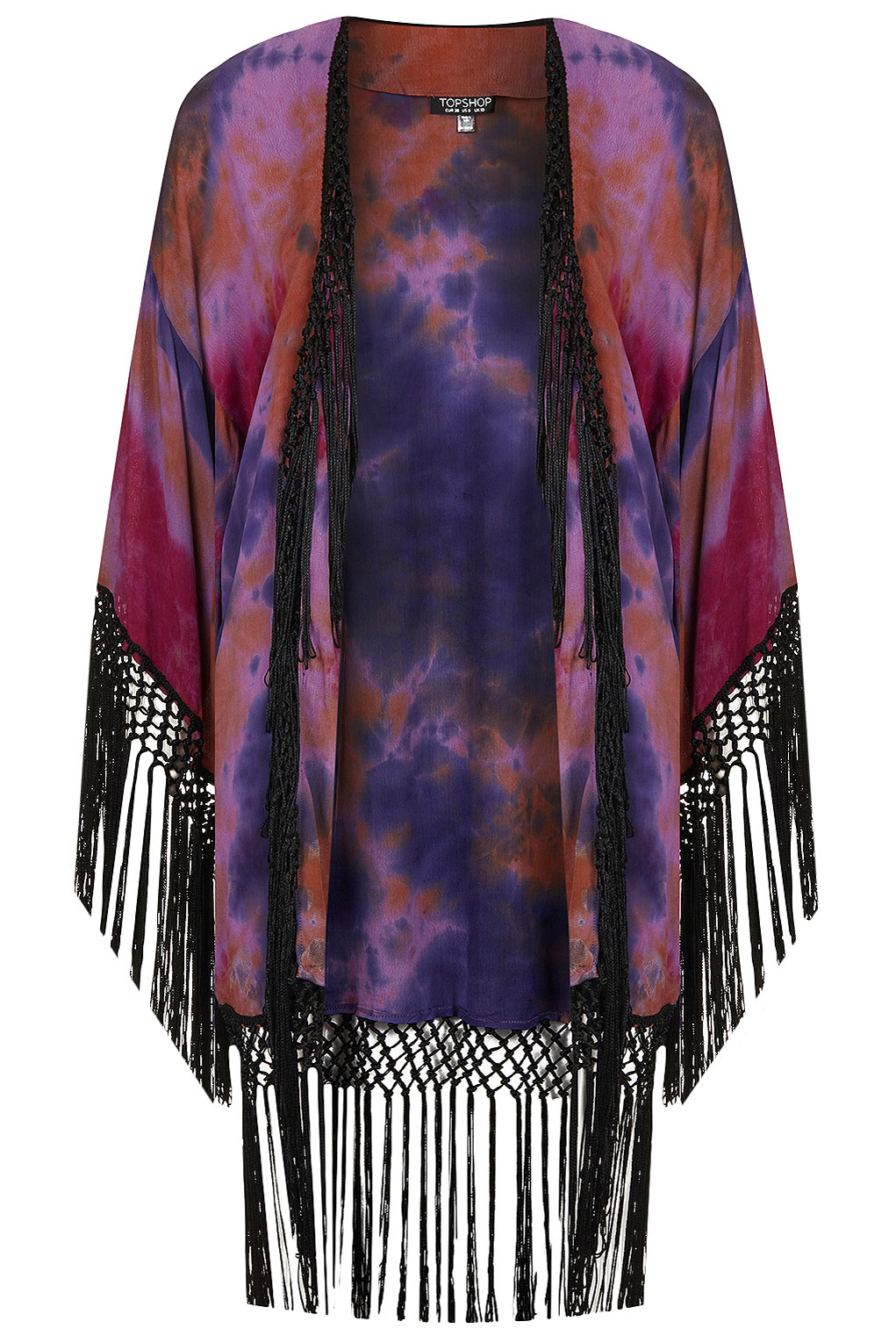 Topshop Tie Dye Tassle Kimono in Purple (multi) | Lyst