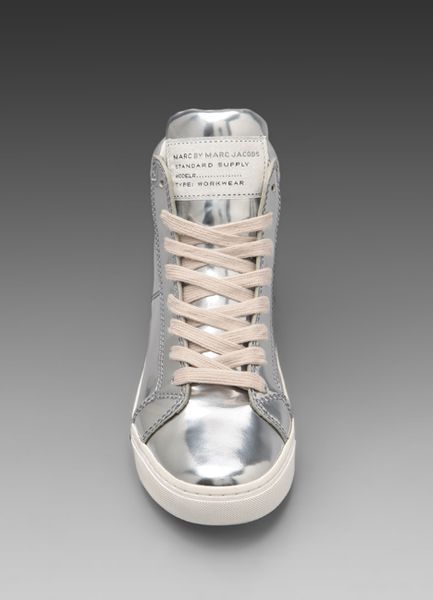 Marc By Marc Jacobs Mirror Reflective High Top Sneaker in Metallic ...