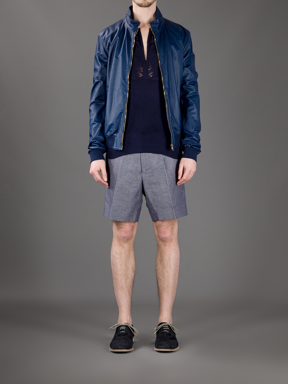 Gucci Leather Er Jacket In Blue For Men Lyst Gallery