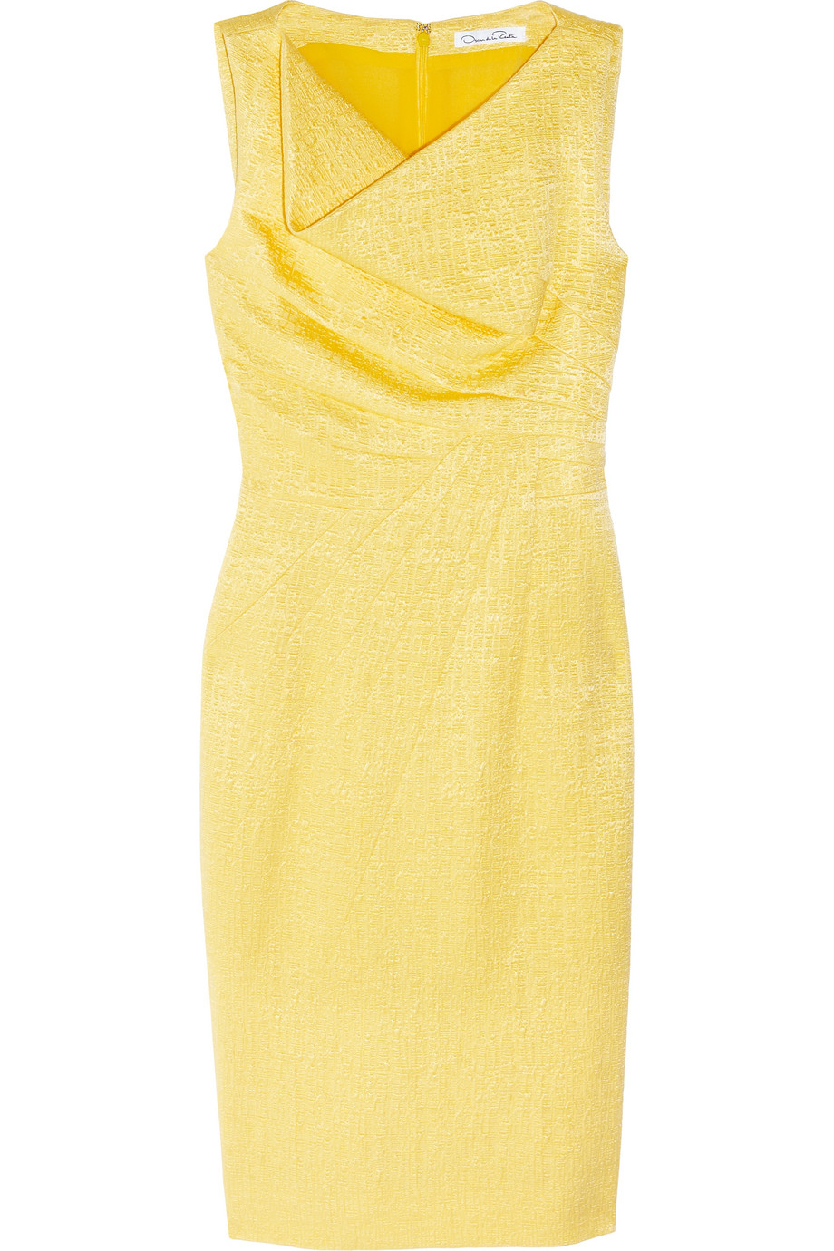 Oscar de la renta Cotton And Silk-Blend Brocade Dress in Yellow | Lyst