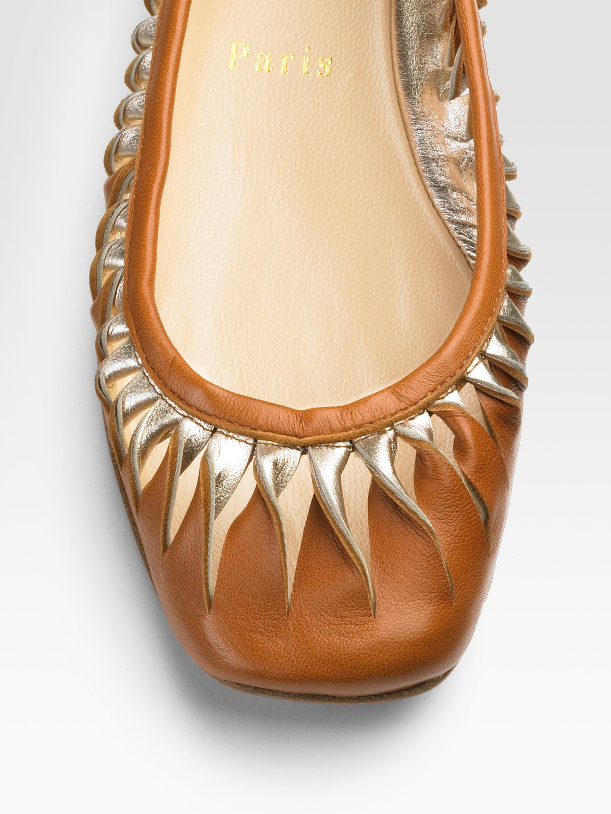 christian louboutin imitations - Christian louboutin Gazelle Squaretoe Leather Flats in Brown ...