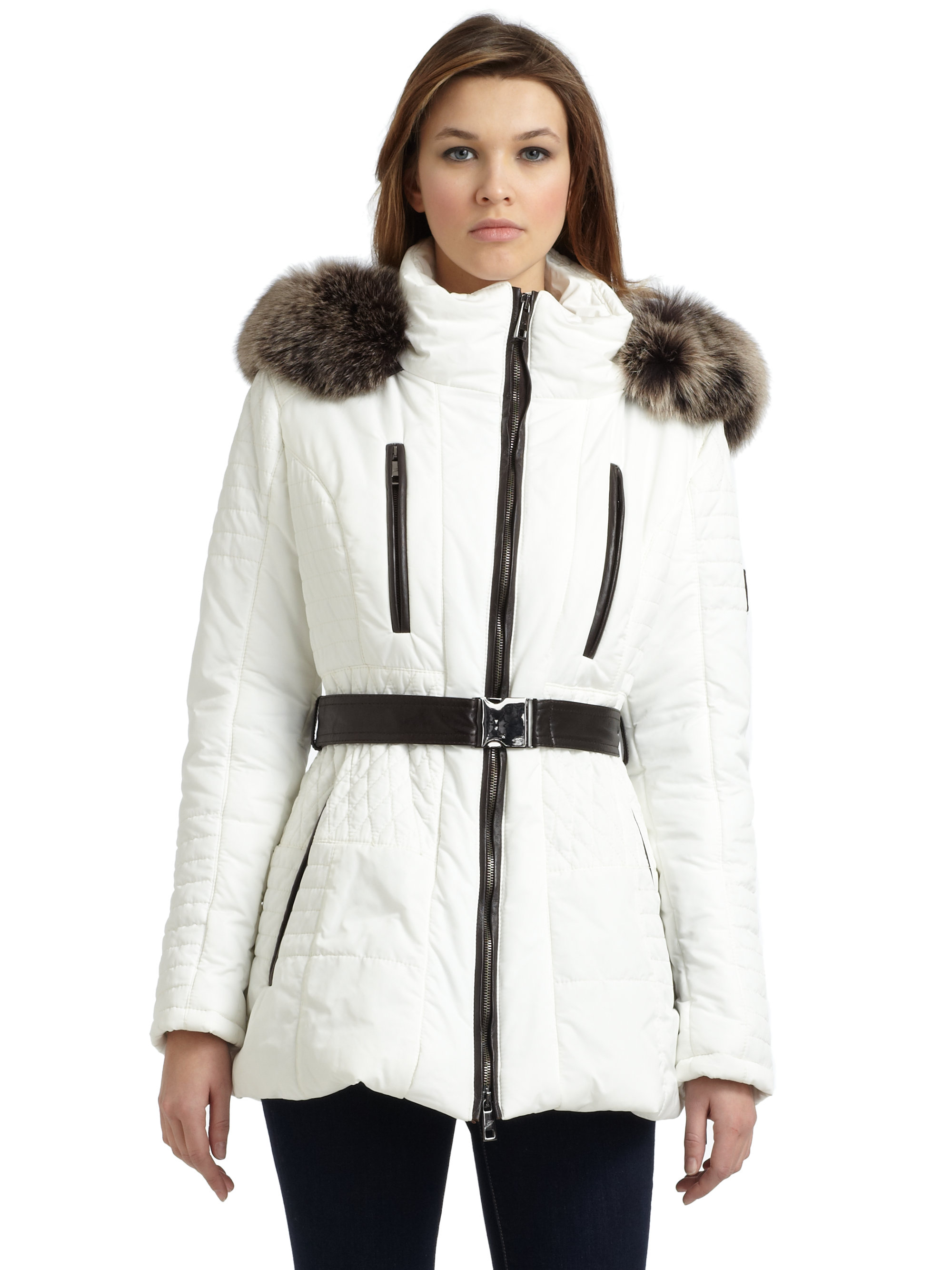 white ski pants black jacket