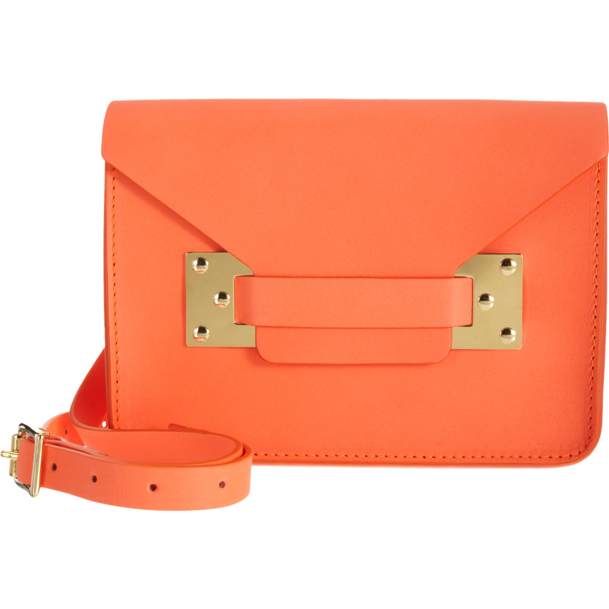 Sophie Hulme Mini Envelope Bag in Orange (gold) | Lyst