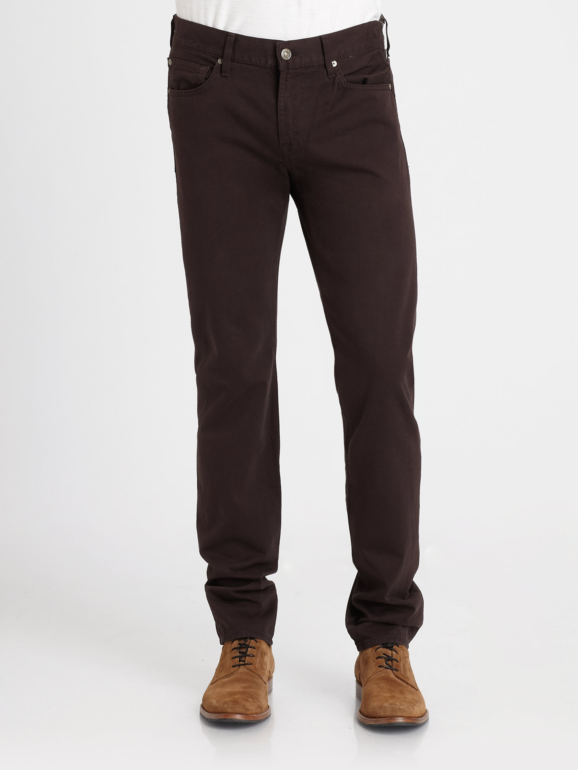 7 For All Mankind Holiday Twill Slimmy Jeans in Brown for Men (dark ...