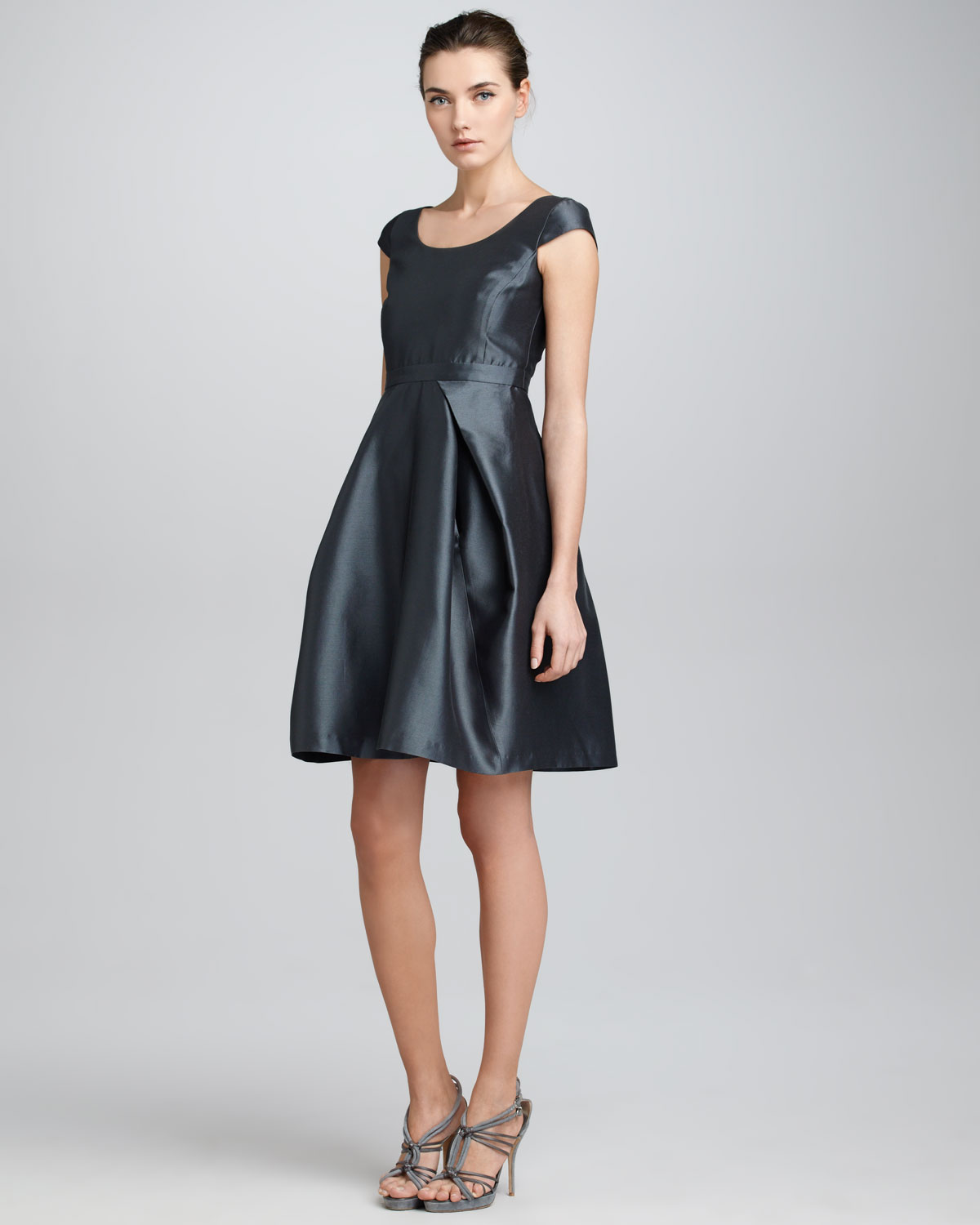 Lyst - Armani Fullskirt Taffeta Dress in Gray