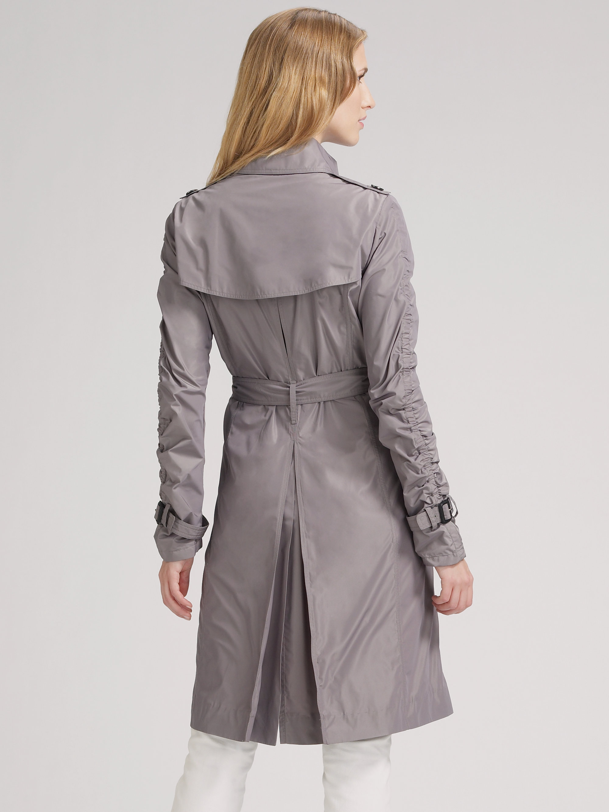Lyst - Burberry Double-breasted Taffeta Trench-coat in Gray