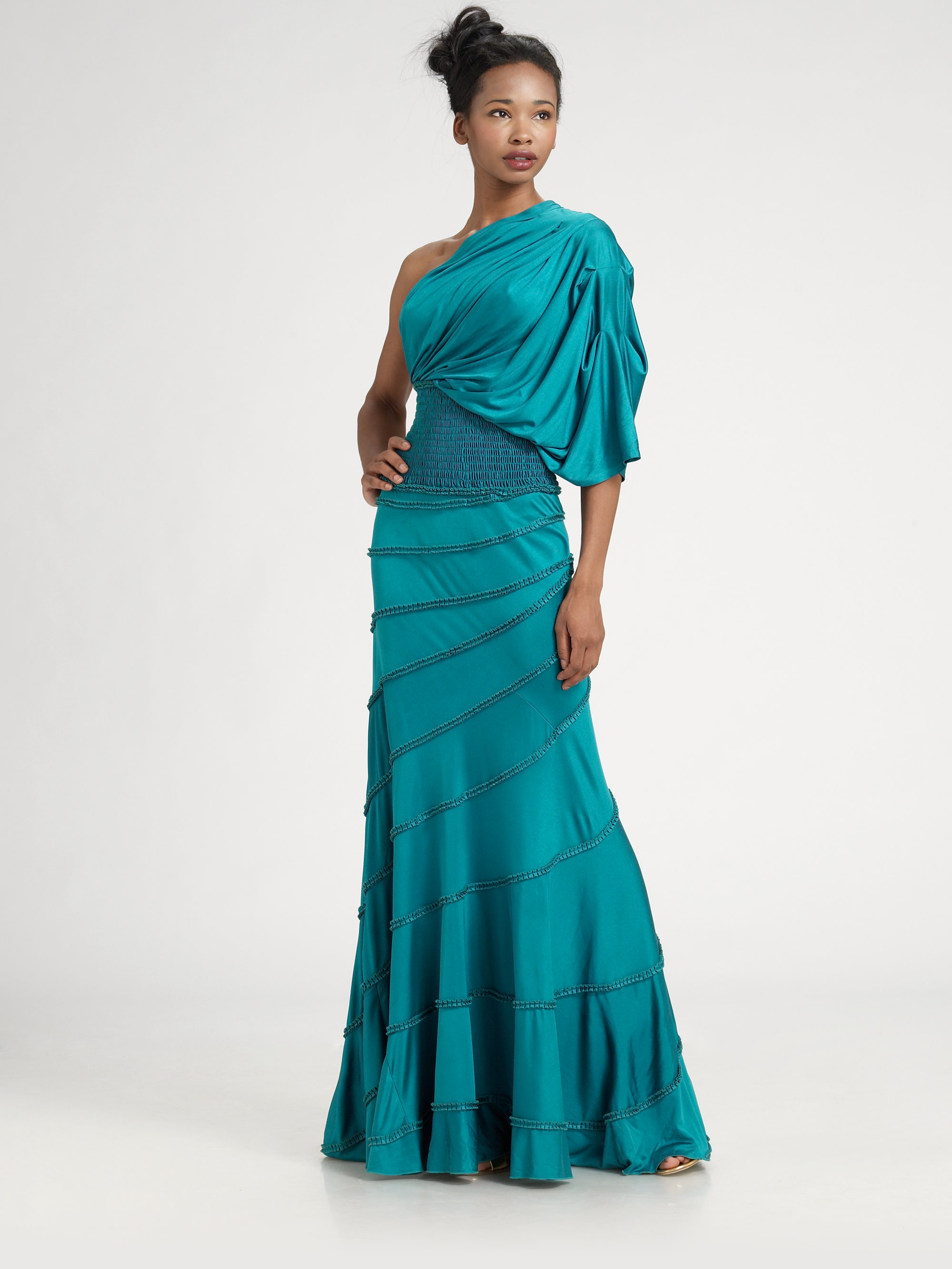 Lyst - Catherine Malandrino Ribbontrimmed Silk Maxi Dress in Blue