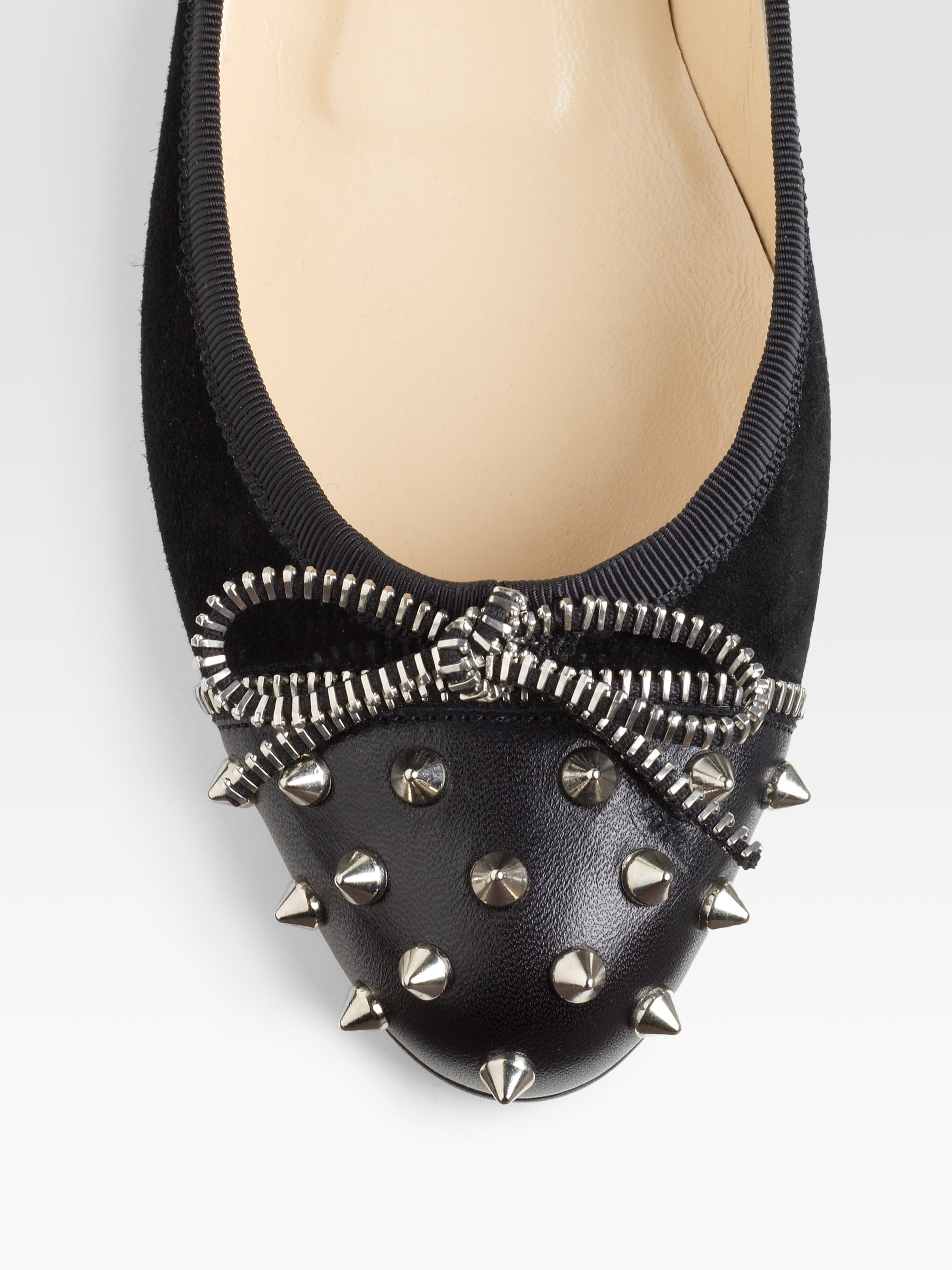 Christian louboutin Studded Zipper Ballet Flats in Black | Lyst  