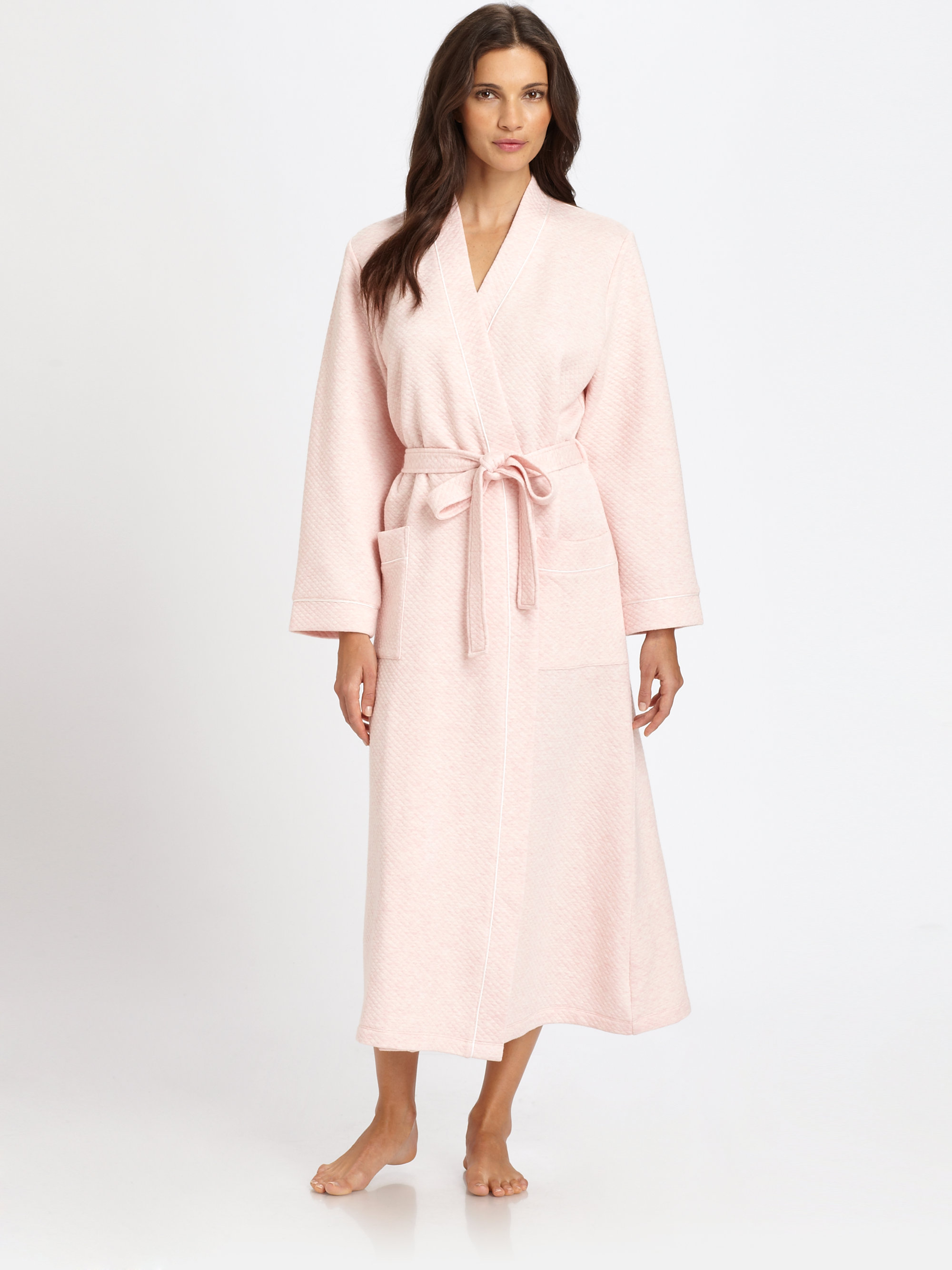 Cottonista Quilted Jacquard Long Robe in Pink | Lyst