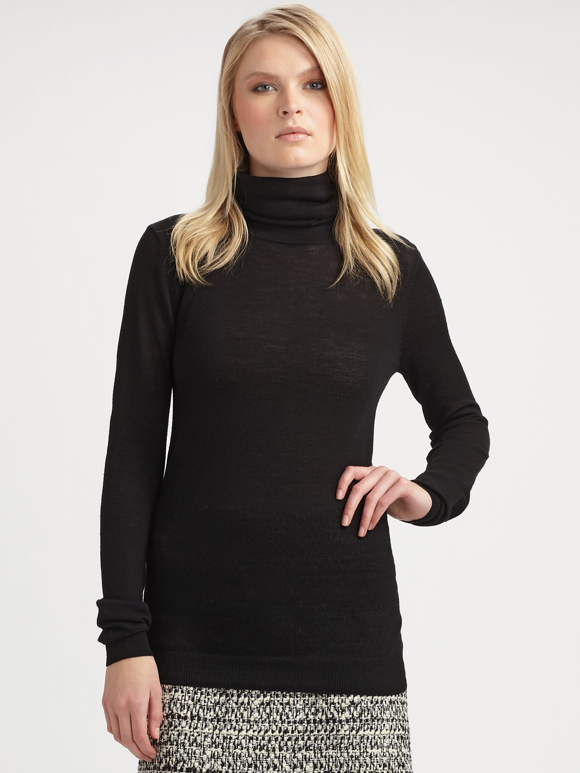 Dkny Merino Wool Turtleneck in Black | Lyst