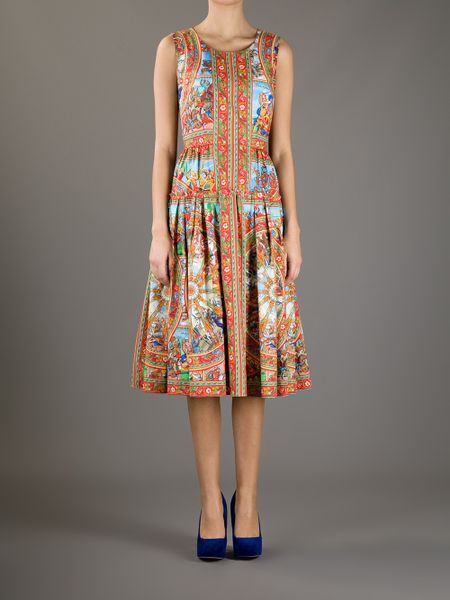 Dolce & Gabbana Sicilian Empire Line Dress in Multicolor (multi) | Lyst