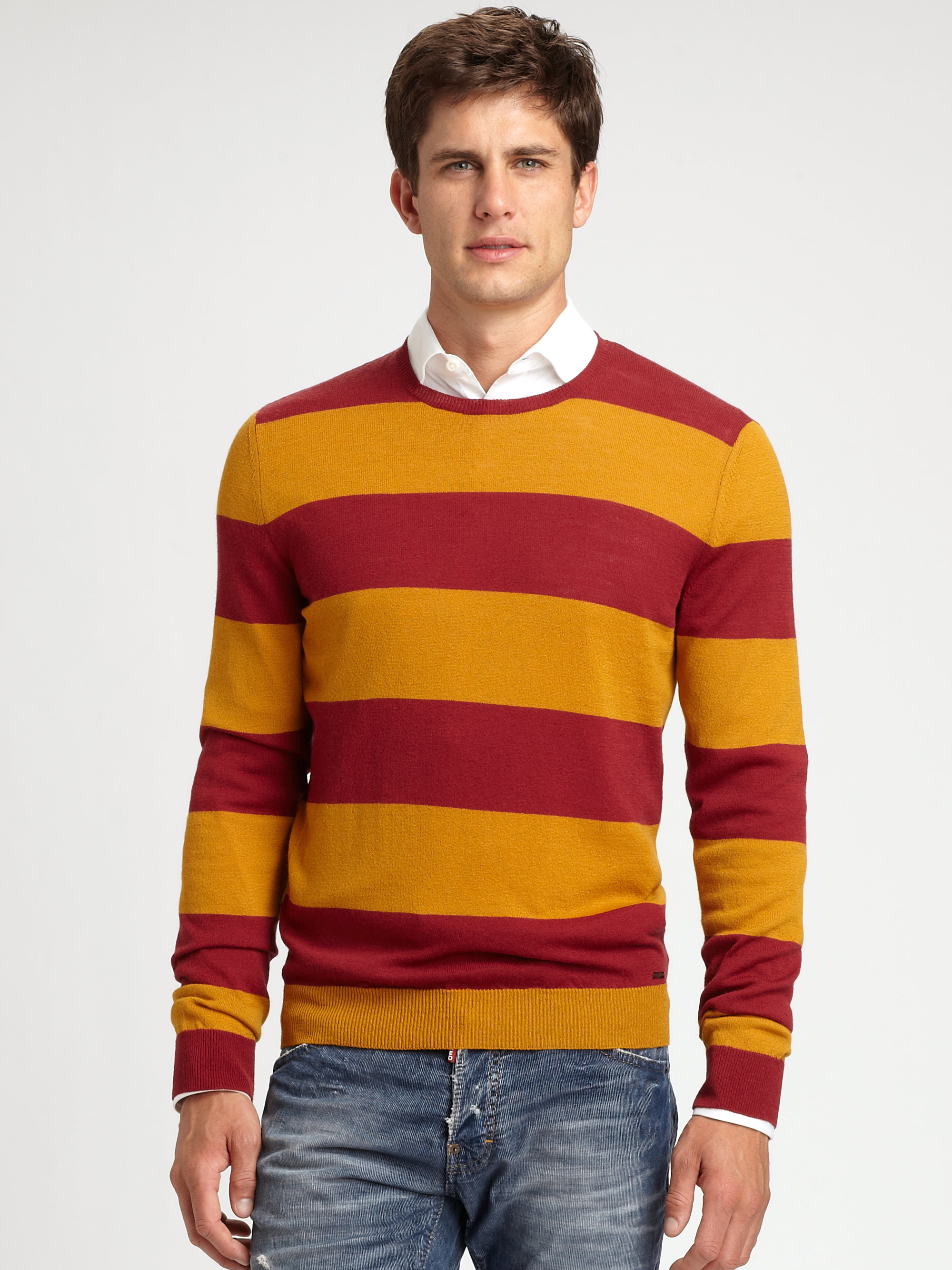 Dsquared² Striped Wool Sweater in Multicolor for Men (bordeaux) | Lyst