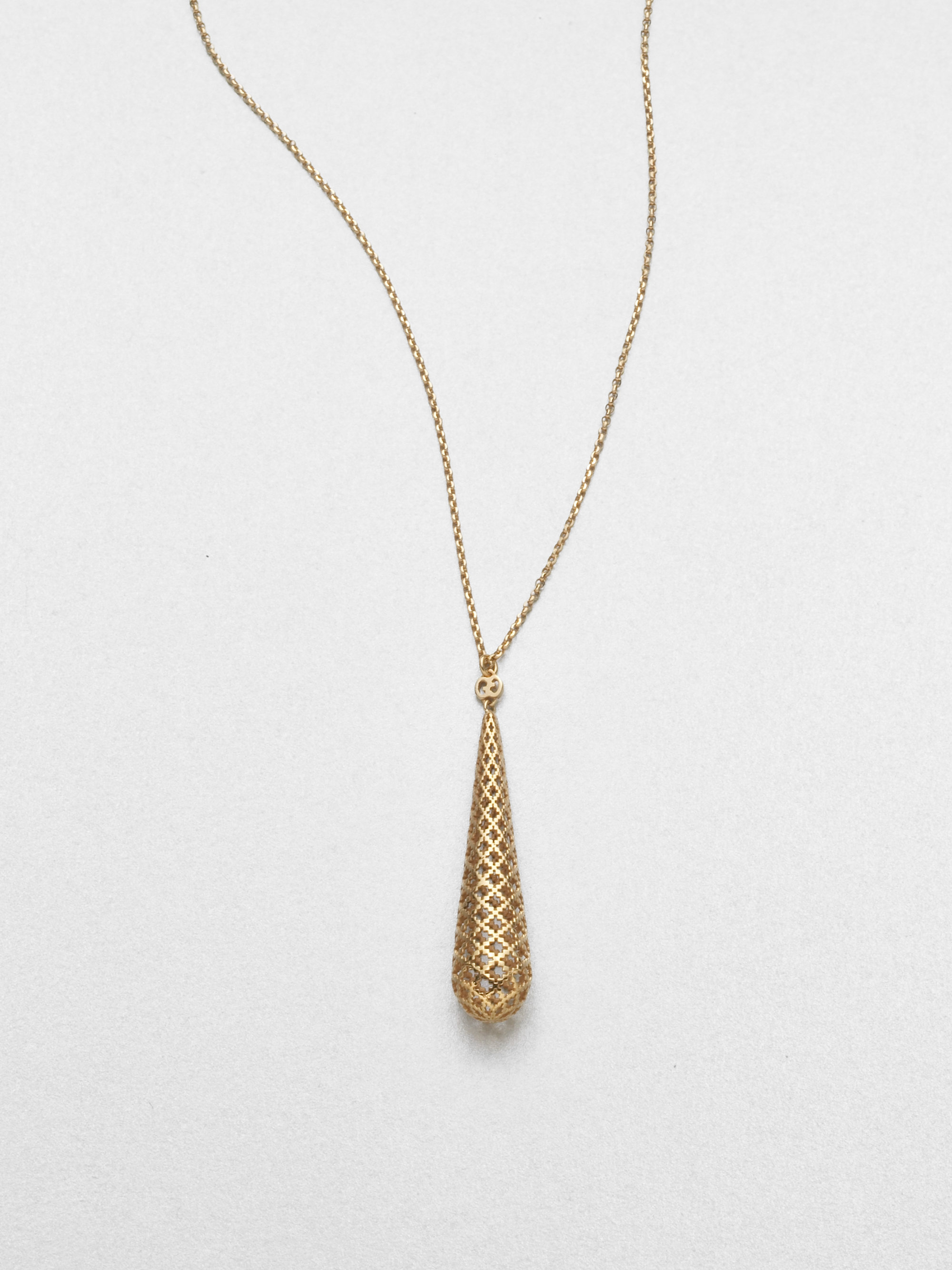 Gucci Diamantissima 18k Yellow Gold Teardrop Pendant Necklace in