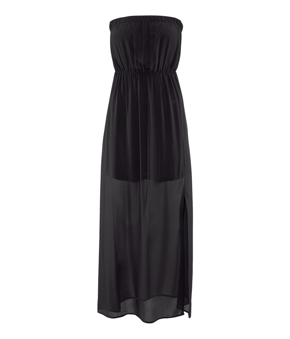 H&m Long Strapless Dress in Black | Lyst