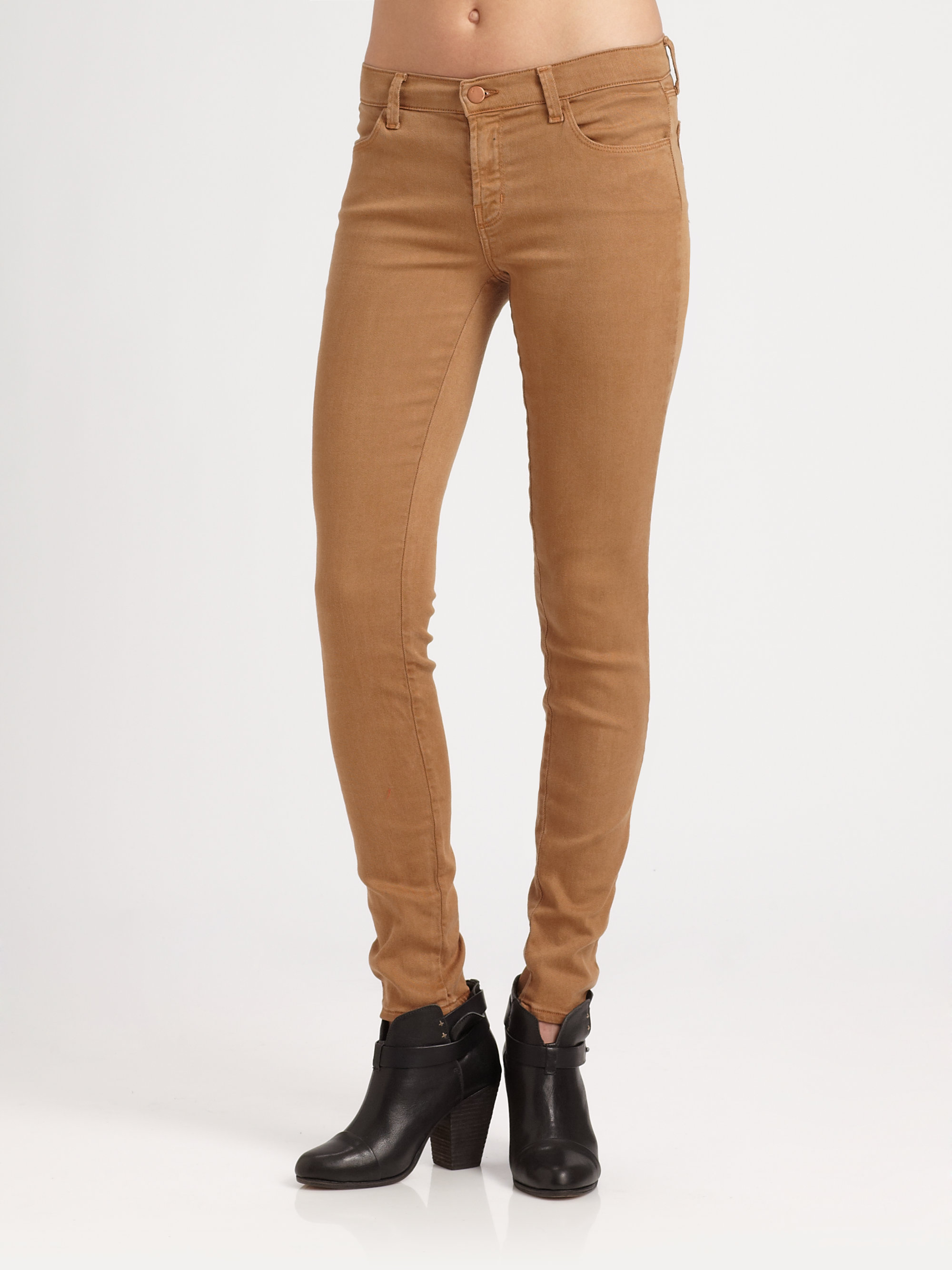 J brand Super Skinny Jeans in Brown | Lyst