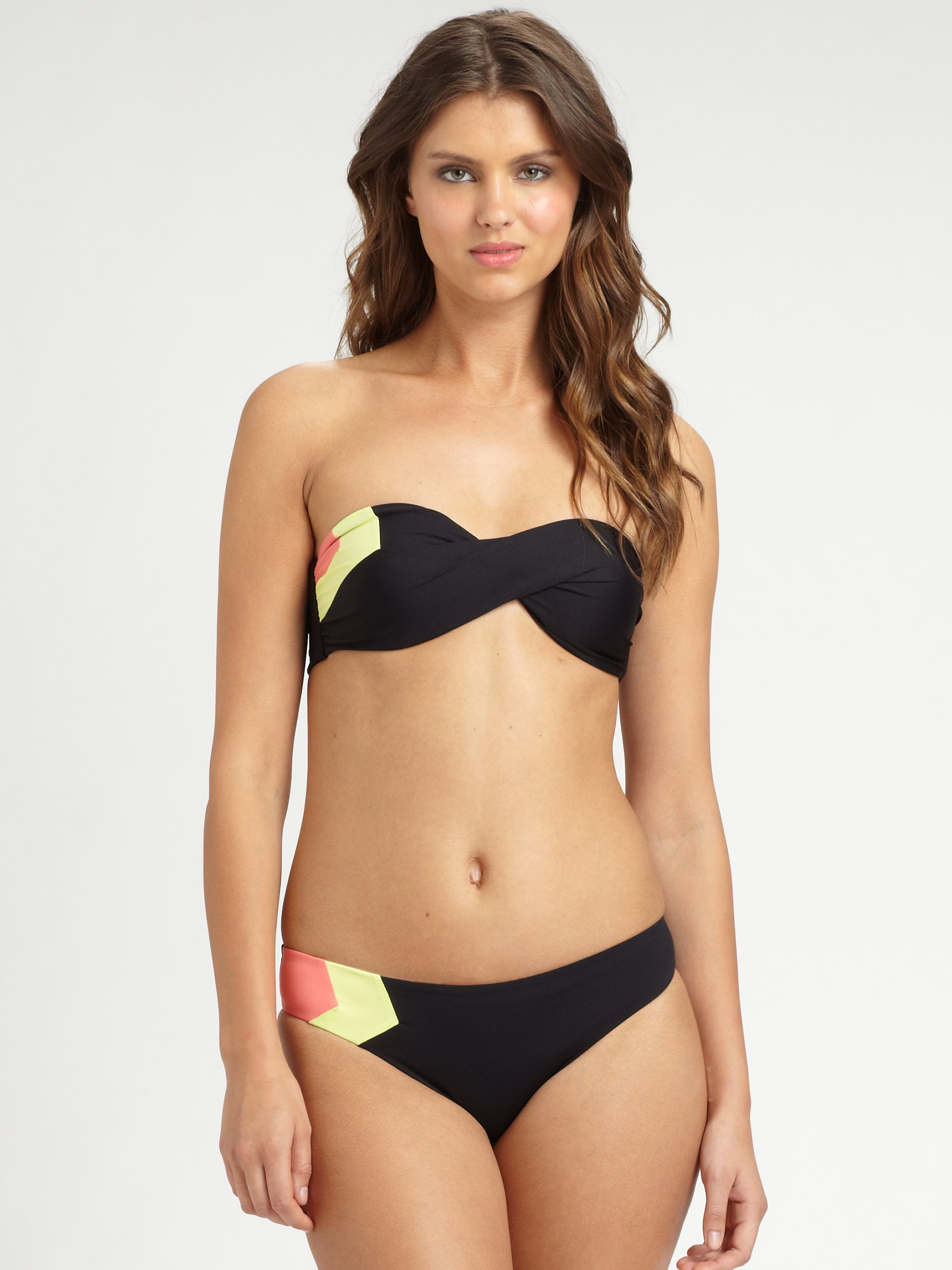 Lspace Colorblock Neo Bandeau Bikini Top In Black Lyst 2732