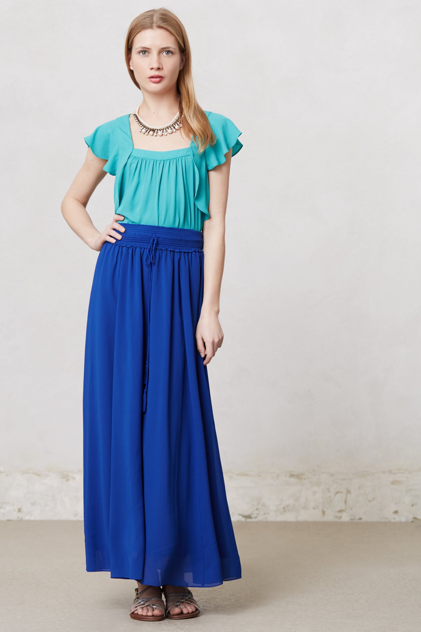 Maeve Hex Print Maxi Skirt in Blue | Lyst