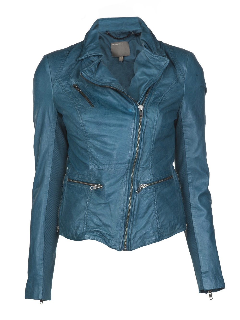 Muubaa Leather Jacket in Blue (teal) | Lyst